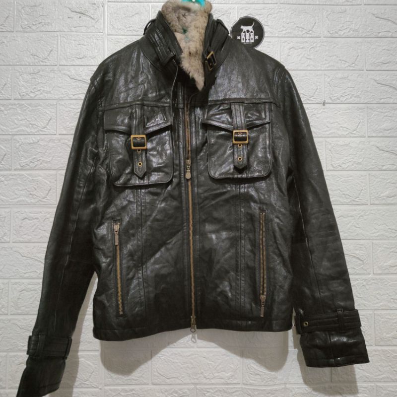 Jaket kulit vintage Tornado Mart (jepang) / genuine leather biker jacket size M