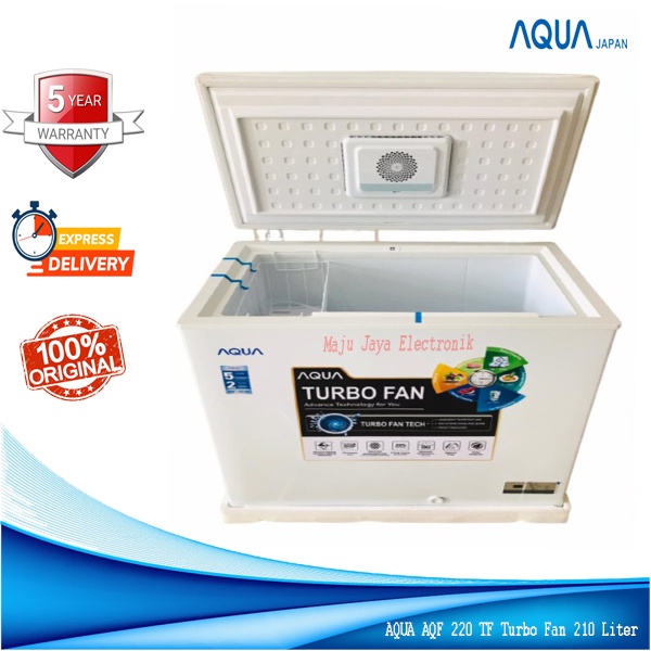 Chest freezer AQUA AQF 220 TF Pintu Kaca Anti Gores 210 Litr Turbo Fan