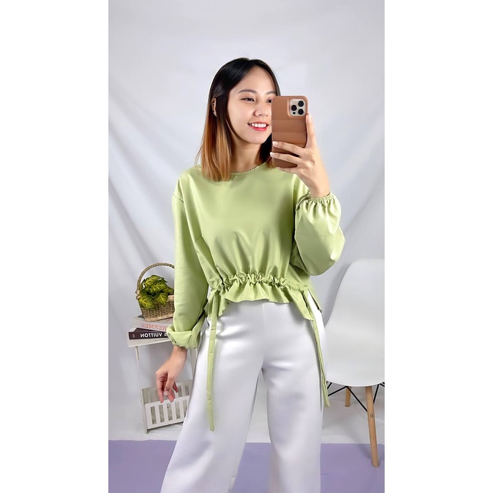 WFS88 Fashion Baju Blouse Wanita Terbaru / SORELA TOP SERUT / BUsana Casual Cewek / Blus / Ootd / Ou