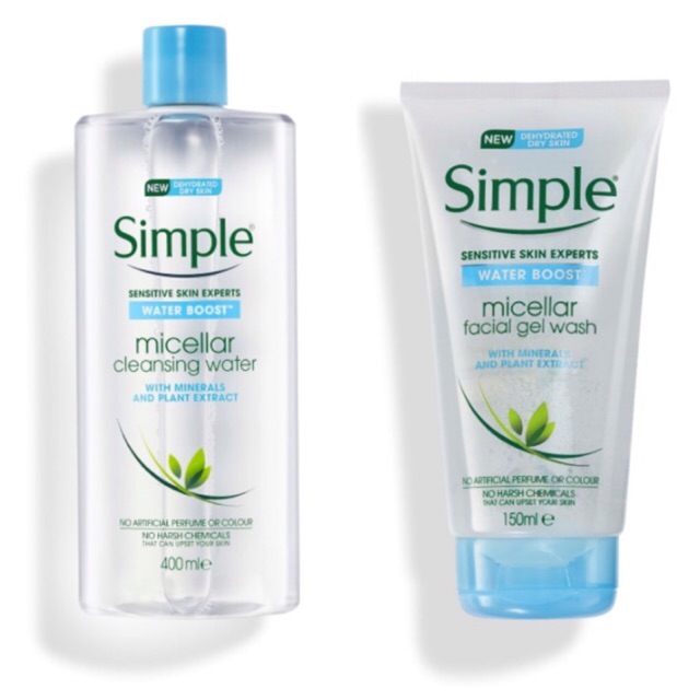 Simple Water Boost Micellar Cleansing Water & Facial Gel Wash