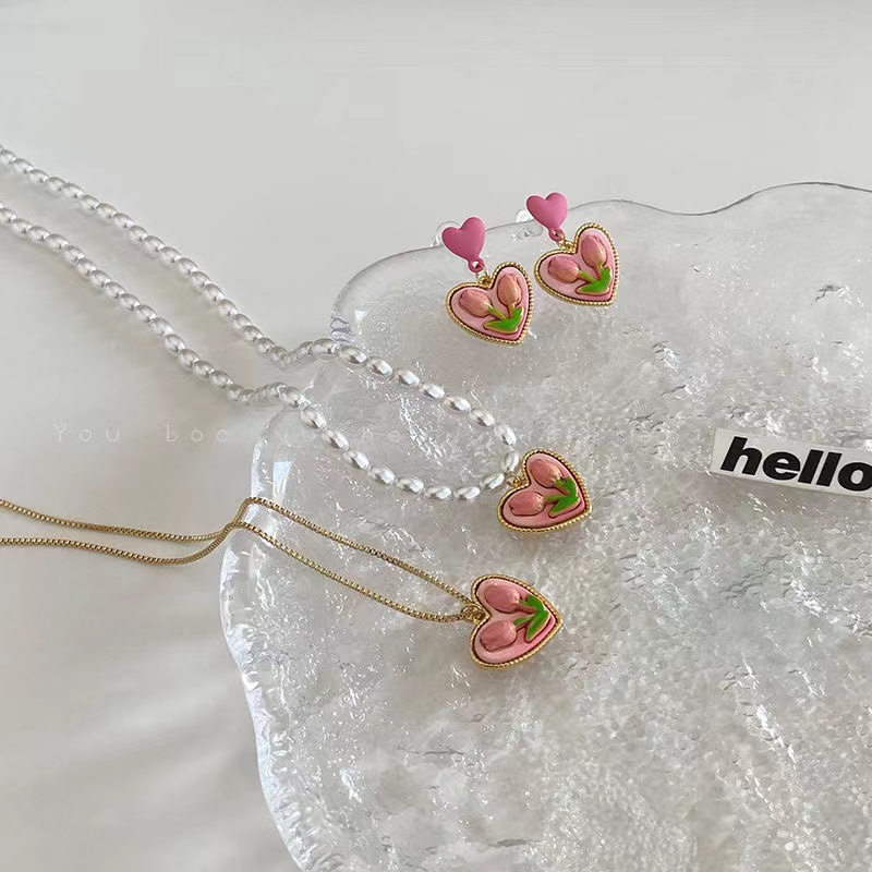 IFYOU Kalung Choker Gelang Mutiara Warna Pink Gaya Vintage Korea Untuk Wanita