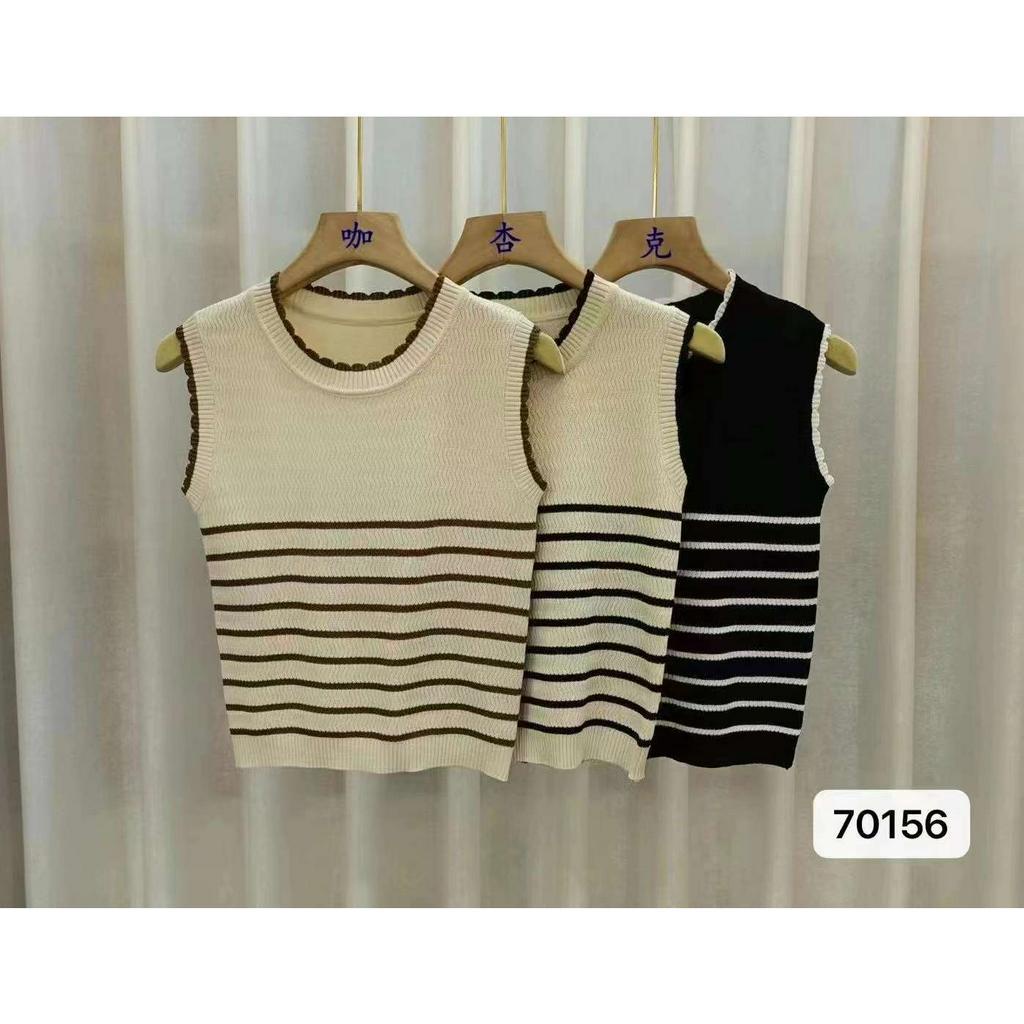 Claire Tanktop Stripes Top Knit - Atasan Rajut Wanita Import TM (70156)