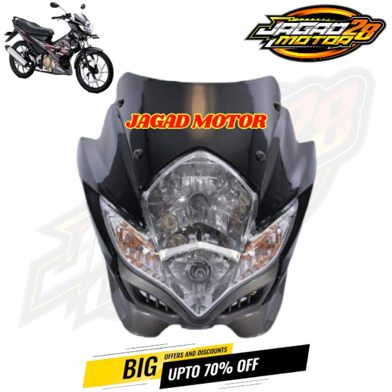 Batok Depan Satria Fu Barong 2011 2012 2013 Hitam / Batok Kepala Depan Set Lampu Satria Fu Barong 2011 2012 2013 Hitam / Lampu Depan Assy Satria Fu Barong 2011 2012 2013 Hitam / Batok Reflektor Kepala Depan Suzuki Satria Fu 150 Barong Full Set Hitam