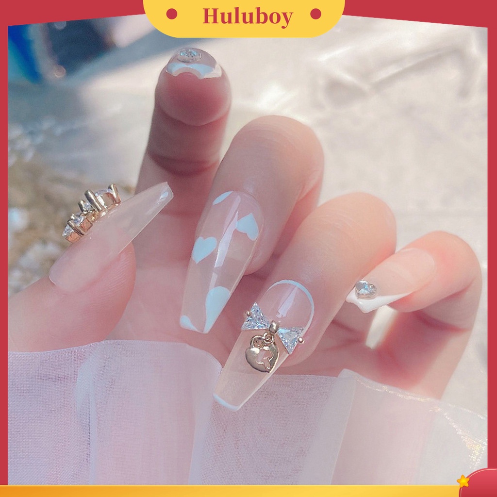 Huluboy Huluboy♡ 3 Pcs Ornamen Kuku Bentuk Pita Bahan Zircon Tahan Karat Untuk Dekorasi Nail Art