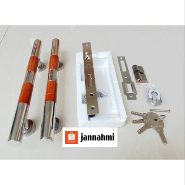 2 pcs handle pintu ss + 1 set bodypelor kunci