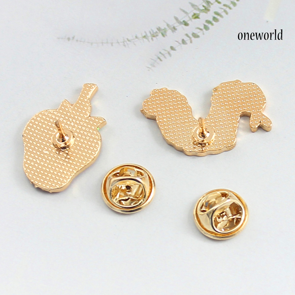 OW@ Brooch Pin Strawberry Shape Portable Unisex Funny Enamel Brooch Pin Set for Daily Life