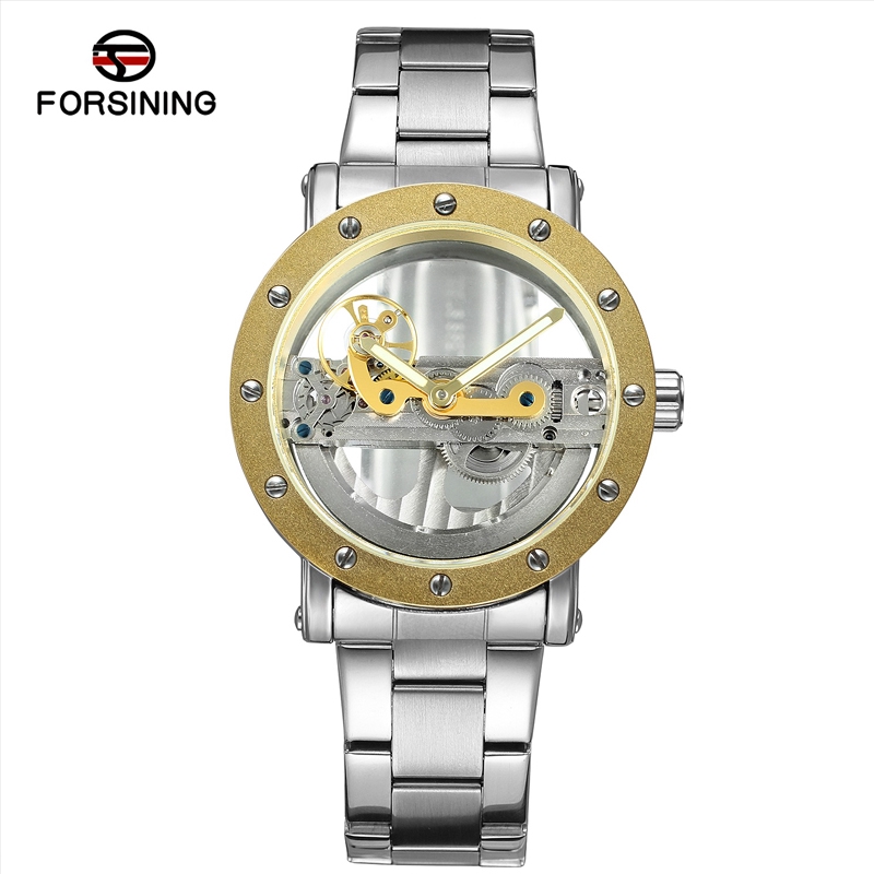 

FORSINING Men'S Watch Transparent Dial Mechanical Watch Men'S Stainless Steel Waterproof Watch