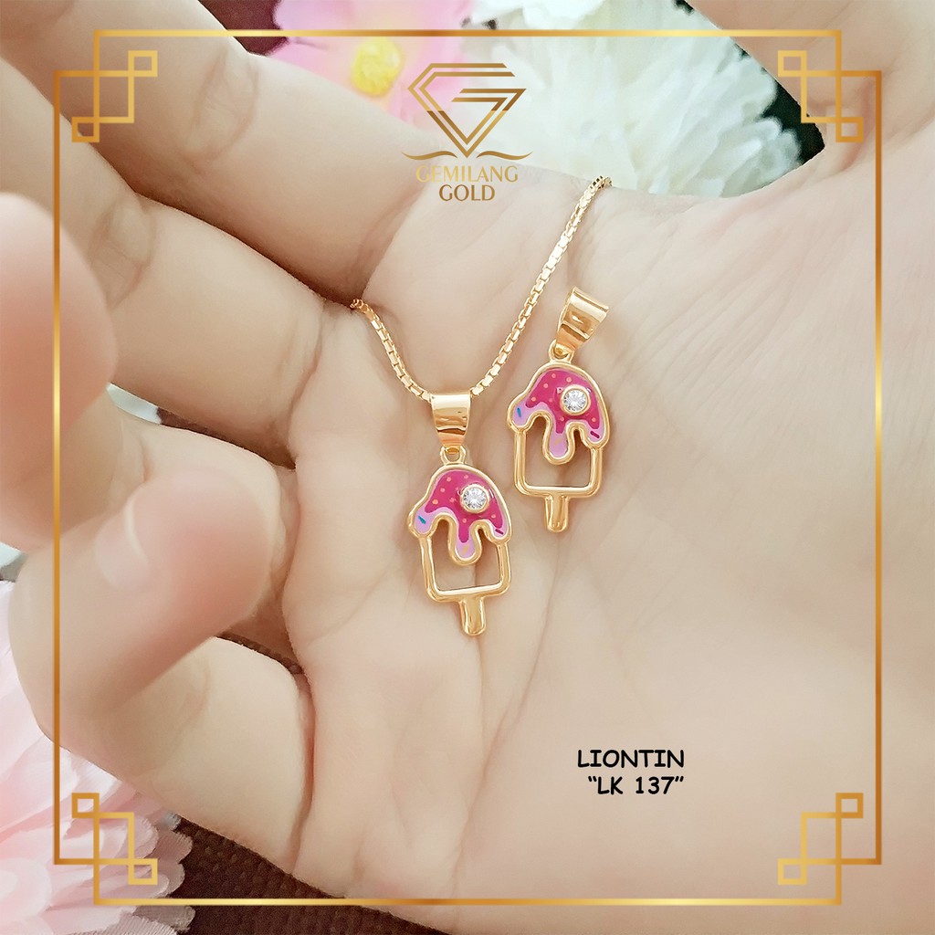 LIONTIN ANAK EMAS ASLI 375 (8K) MODEL CUP CAKE TAS PERMEN LOLIPOP ICE CREAM HELLO KITTY LIONTIN EMAS