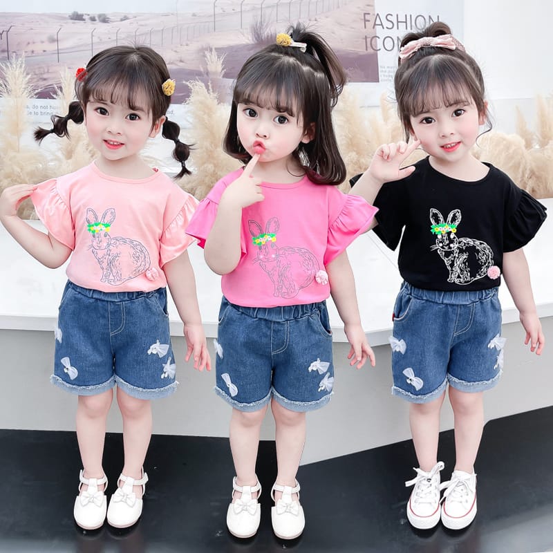 SC-408 Setelan anak import LIVY Rabbit / TERBAIK baju anak import / Setelan anak keren / Dress anak 