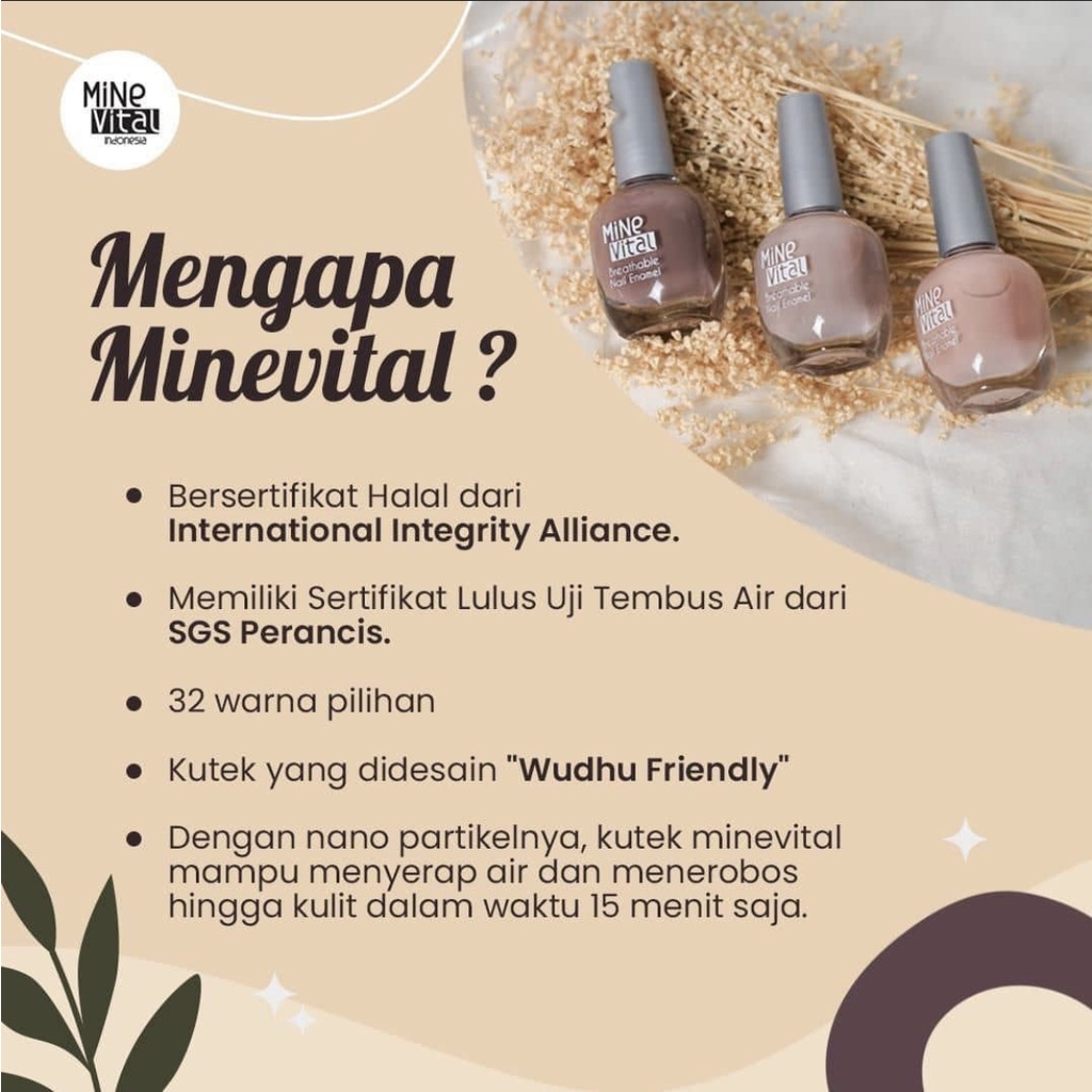 [IMPORT] kuteks halal muslimah / Nail Polish / Kutek Halal / kutek halal untuk sholat Merek Minevita
