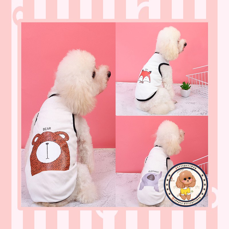 Pet Clothes Kaos Motif Hewan Lucu Untuk Anjing Dan Kucing