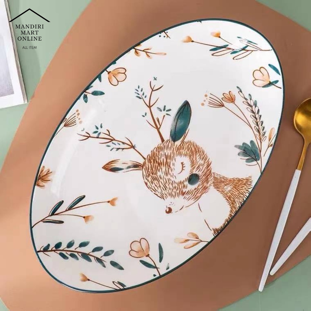 Piring Keramik / Mangkok Keramik / Piring Saji Lauk Tebal Cantik Dinner Plate Motif