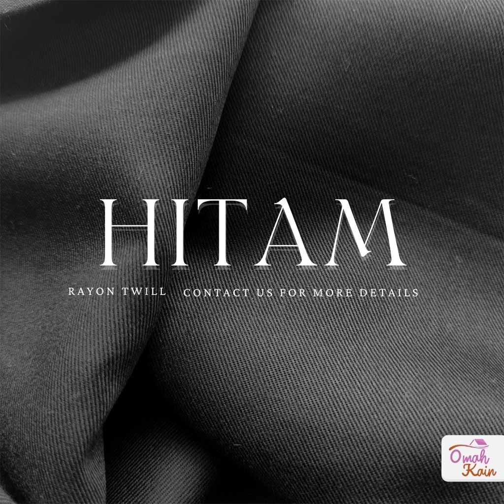 KAIN RAYON TWILL VISCOSE (100% rayon, jatuh, adem, tebal, lembut dan tidak berbulu) #omah kain-Hitam