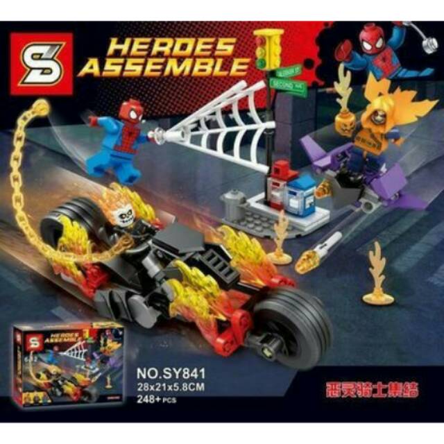 LEGO SY 841 SUPER HEROES GHOSTRIDER SPIDERMAN VS HOB GOBLIN SY841 MURAH