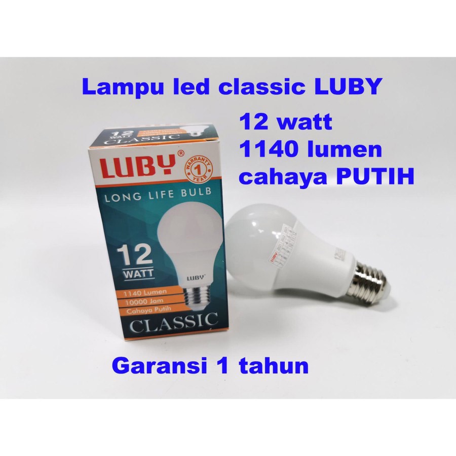 Lampu LED Luby Classic 12 Watt Cahaya Putih Original