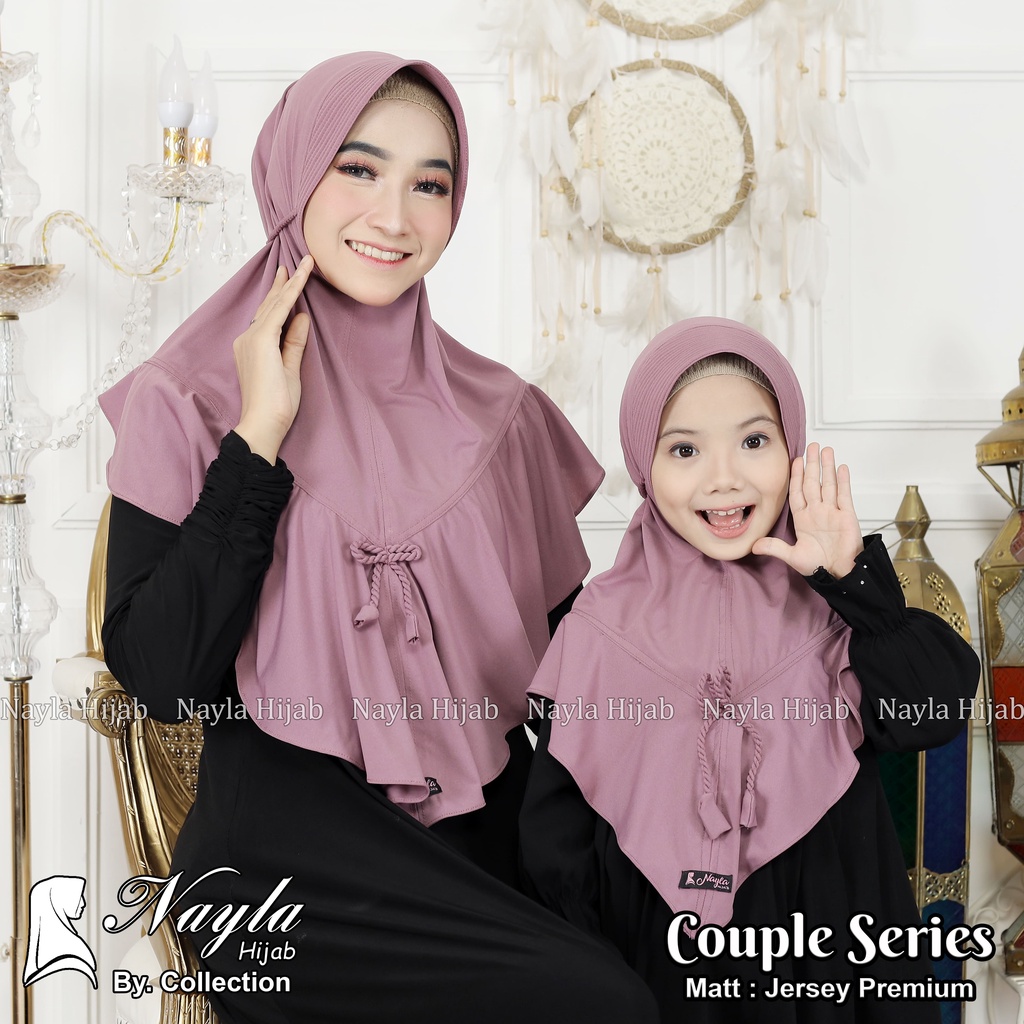 Kerudung Instan Tali Kepang COUPLE SERIES Ibu dan Anak  Jilbab Instan Jersey Airis Terbaru Nayla Hija'b