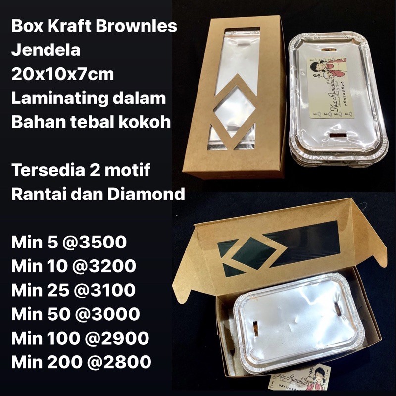 

Box Kraft Brownies Jendela 20x10x7cm Laminating dalam