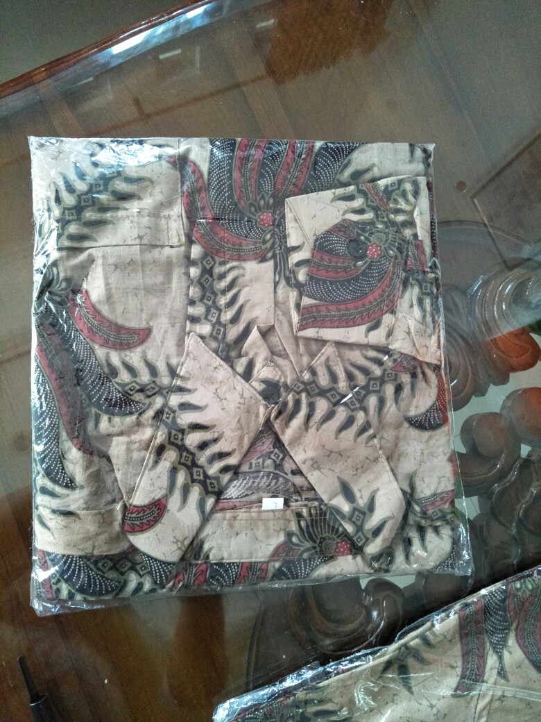 Kemeja Batik Pria Lengan Panjang Size M L Xl Xxl  Bswart Batik Hrb026 Kenongo Hem Panjang Padi