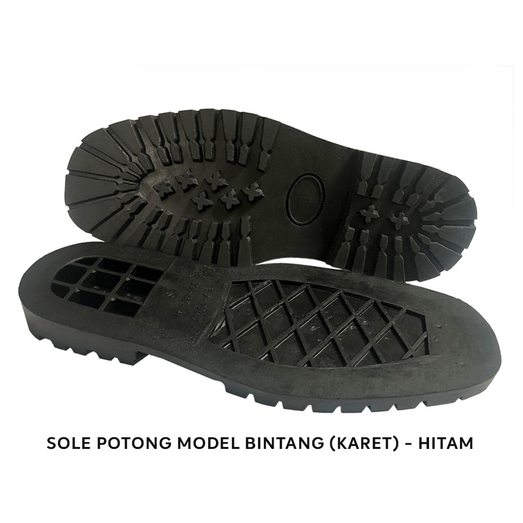 Sole Sepatu Potong Size 39-48 Model Bintang - Karet - Black - Outsole