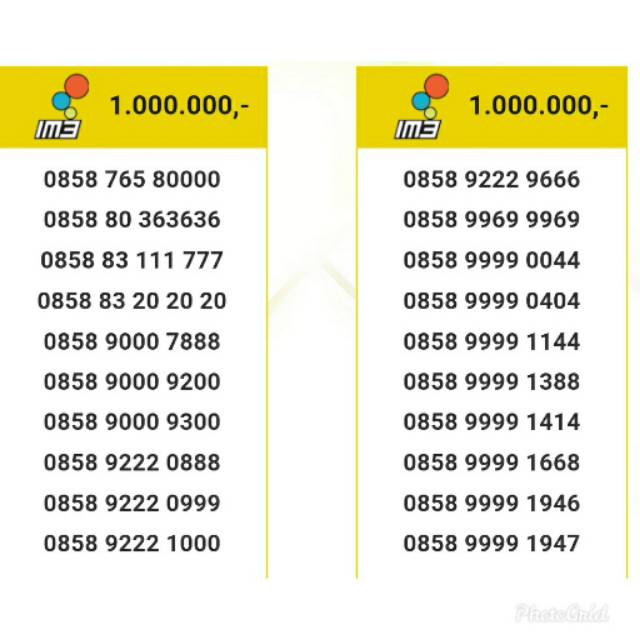 Nomor Cantik Im3 super rapi terbaru