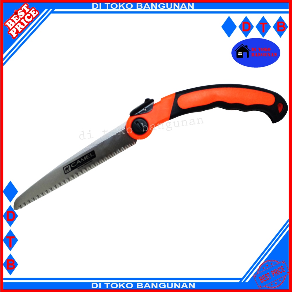 Gergaji Lipat Potong Dahan Kayu Gagang Fiber Lapis Karet Camel Folding Saw
