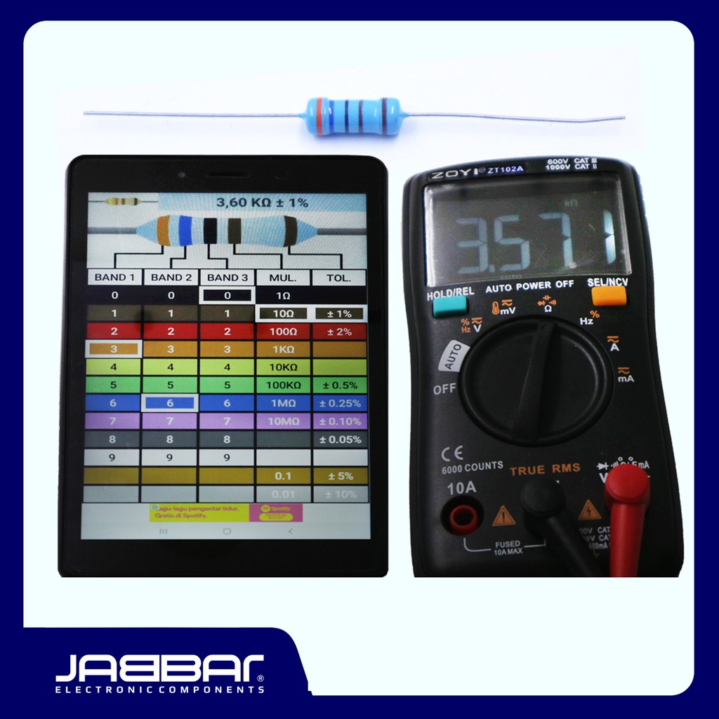 RESISTOR 3K6 OHM 1W 1% DIP (3,60K OHM) - BIRU - 10PCS