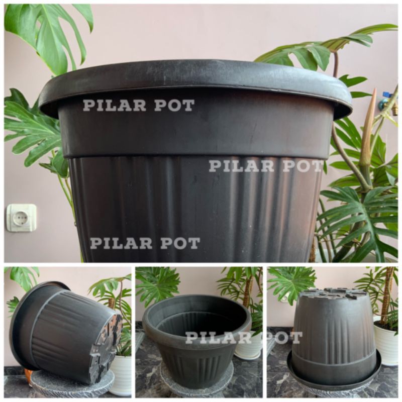 Pot bunga plastik hitam GRACE 35cm - grace kuping