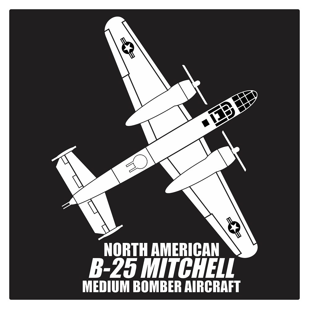 North American B-25 Mitchell Medium Bomber Aircraft, Cutting Sticker