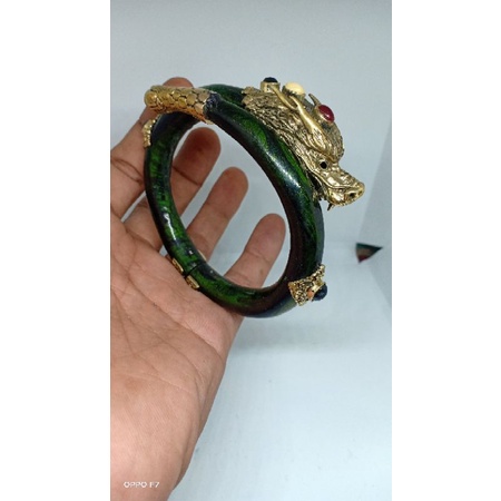 Gelang akar Bahar tali arus hijau engsel variasi naga alpaka emas