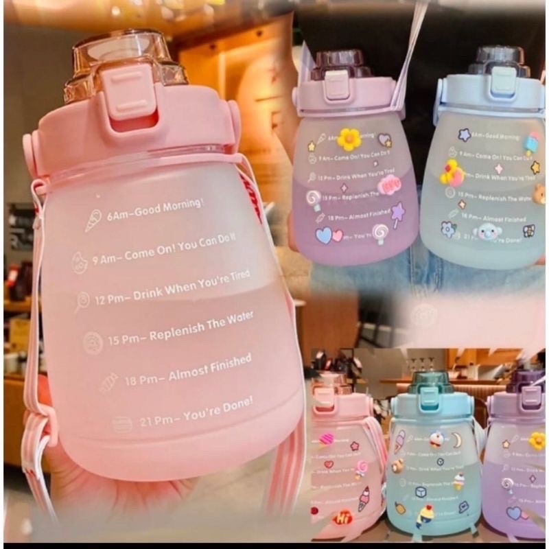 Botol Minum Rainbow Anak Gemoy Viral 1.3 Liter Gradasi FREE STIKER 2D&amp;3D Botol Minum Korea