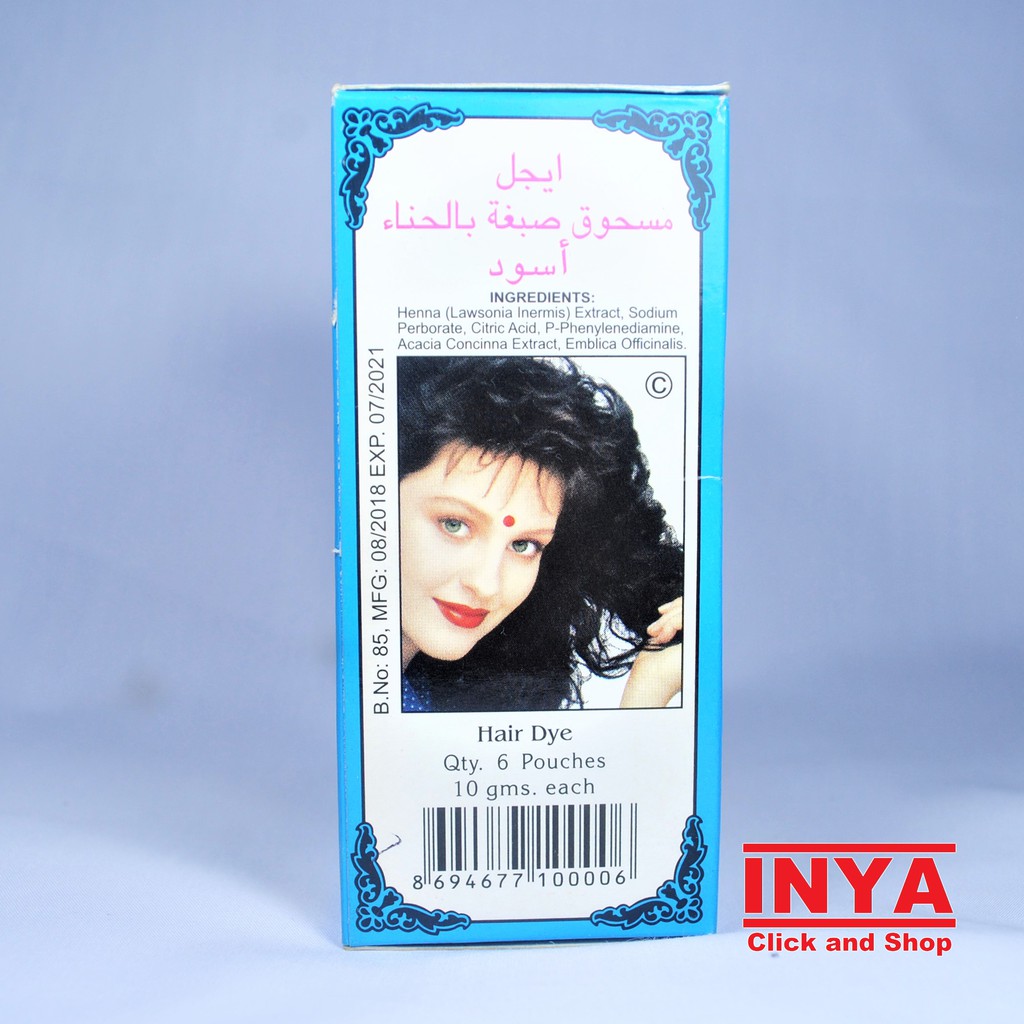 EAGLES BLACK HENNA HAIR DYE 10x6 Bungkus / BOX - Semir Rambut Hitam