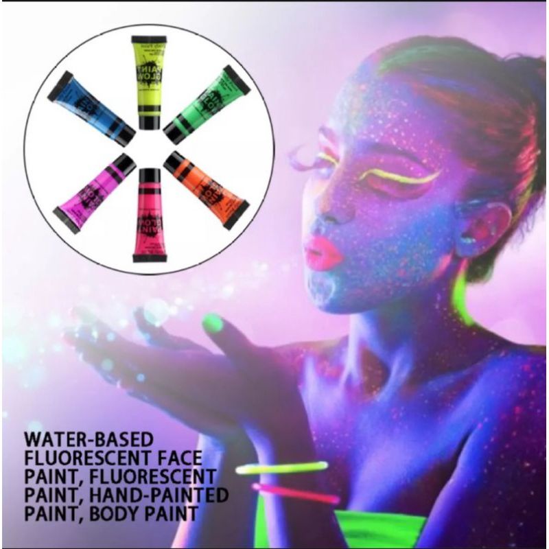 PAINT GLOW 10ML CAT LUKIS BADAN WAJAH EYESHADOW CAIR BODY FACE PAINTING GLOW IN THE DARK