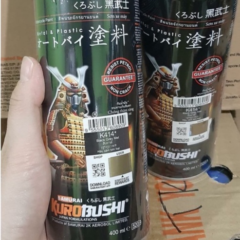 Samurai Paint Kurobushi Cat Semprot Pilox Pilok K414* Black Grey Met / Abu Abu Metalik (400ml)