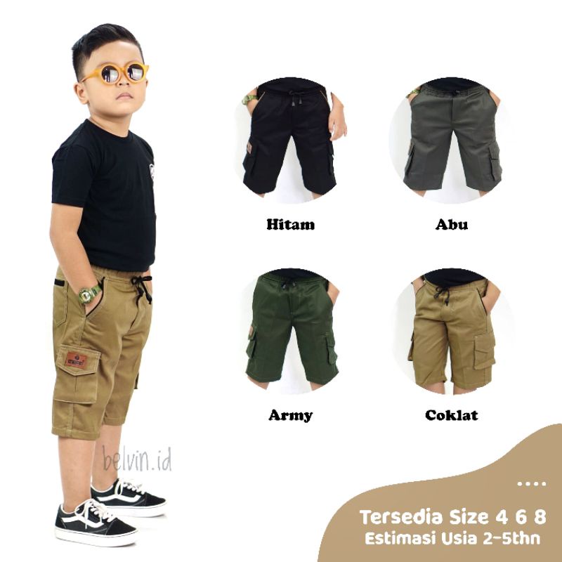 Gymbkids 2-5Thn Celana Pendek Celpen Chino Cargo Anak Laki Cowok Bahan Katun