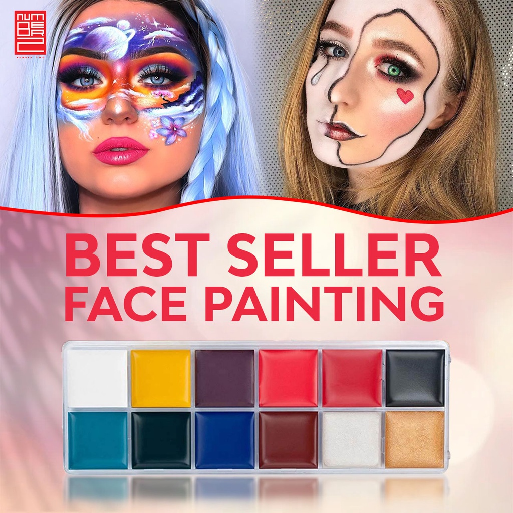 Face body painting art make up halloween 12 color oil base murah bagus