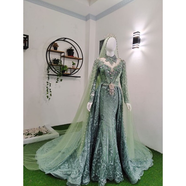 GAUN SLIM JUBAH EKOR LEPAS HIJAU WARDAH