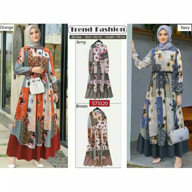 Maxi flower tyara extu 573120-2 Gamis moscrepe