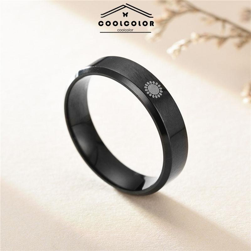 COD Simple Moon Sun Couple Trendy Wide Love Rings Hadiah Indah untuk Pacar Pacar di Hari Valentine- cl