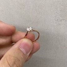 Cincin Rose Gold Solitaire Amero Emas Asli Kadar 750 17K Diamond-Look