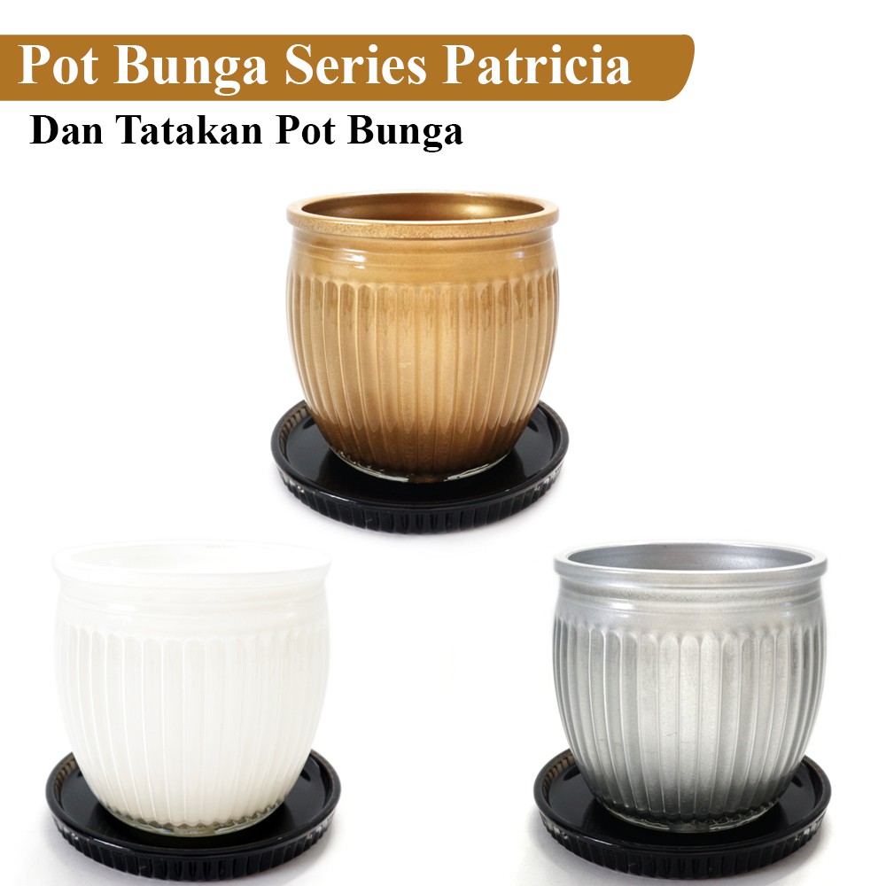 FM - Pot Bunga Minimalis + Tatakan Kaca Premium 6 cm Series Patricia