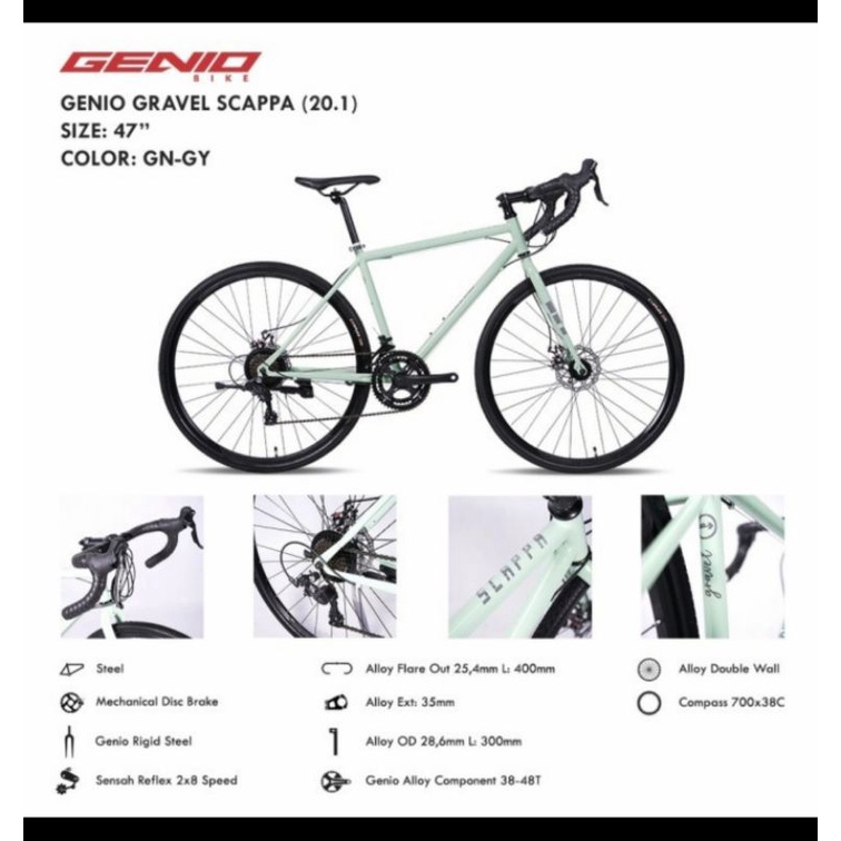 Road Bike Genio Gravel Scappa 8 speed sepeda balap