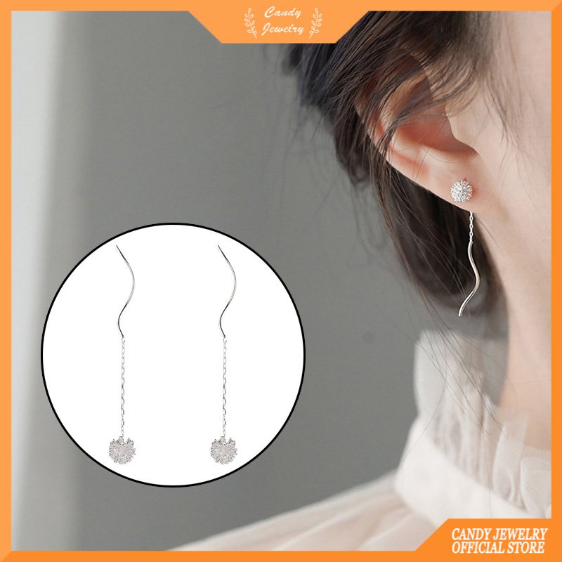 Anting Hoops Desain Dandelion Bagian Yang Panjang Gelombang Warna Permen Untuk Wanita