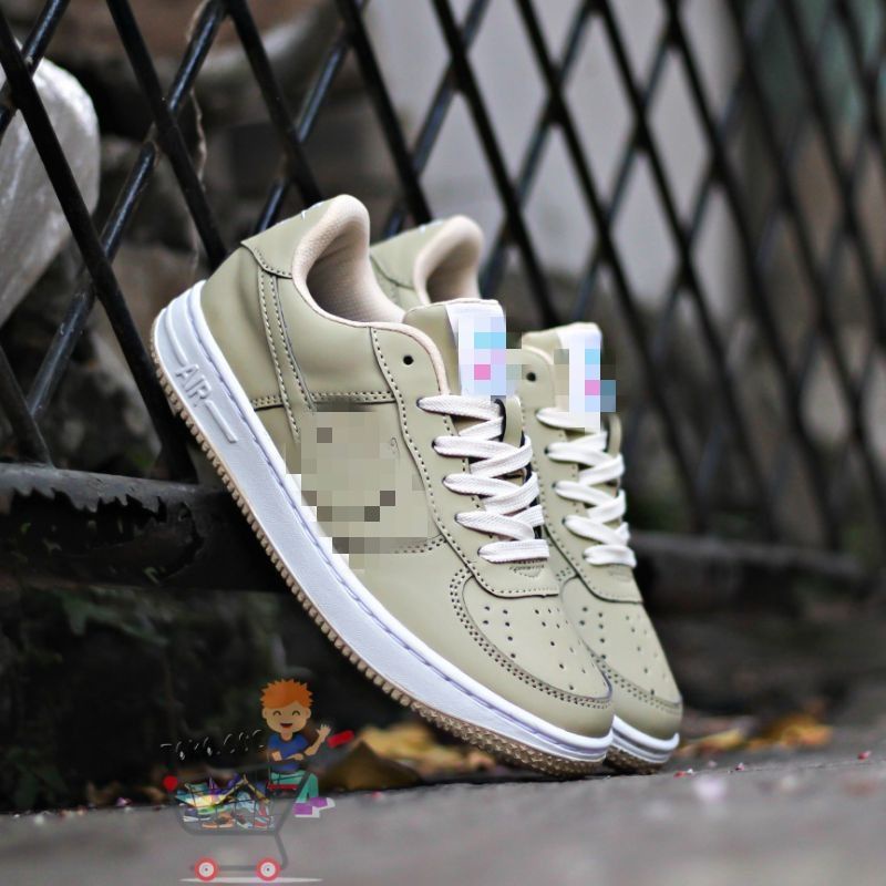 MAN & LADIES SEPATU SNEAKERS PUTIH PRIA WANITA NKE AIR FORCE 1 ONE FULL WHITE SEPATU PUTIH POLOS SNEAKERS KETS CASUAL COWOK CEWEK-Krem