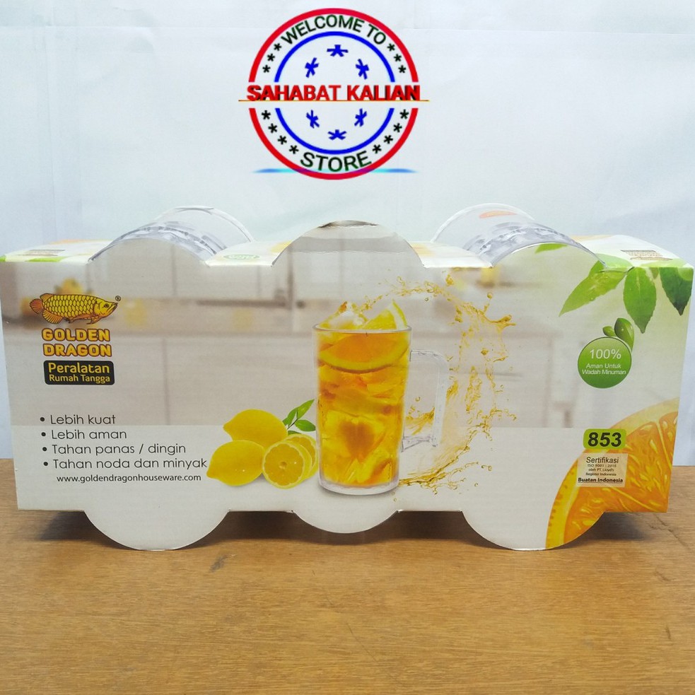 (6 GELAS) GELAS GAGANG GOLDEN DRAGON 853 410ML