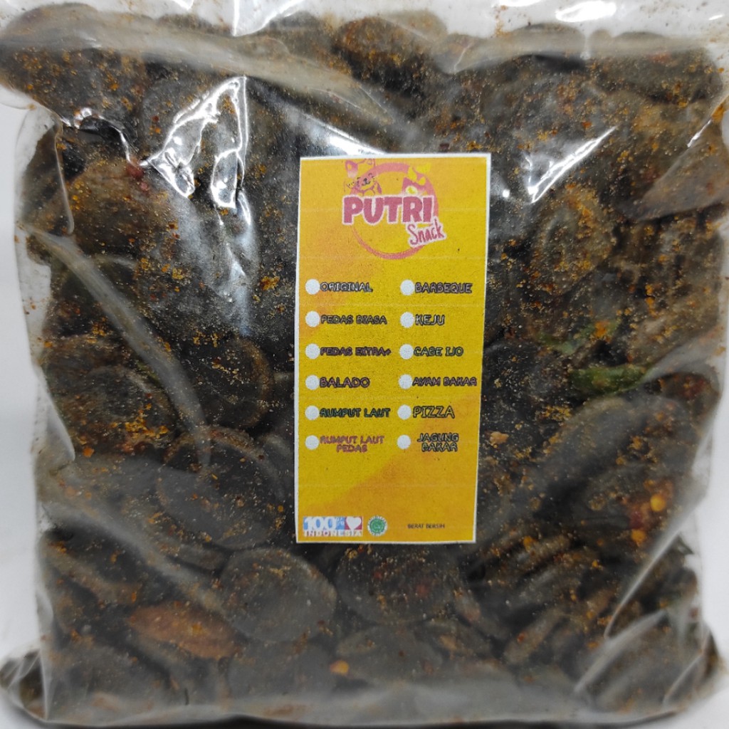 Kerupuk Seblak Jengkol Cikruh Hitam Bulat 500gr+ Extra Daun Jeruk