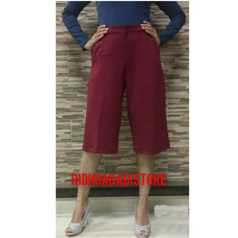 Celana Kulot Pendek Bahan Scuba,Celana Dewasa 7/8-6