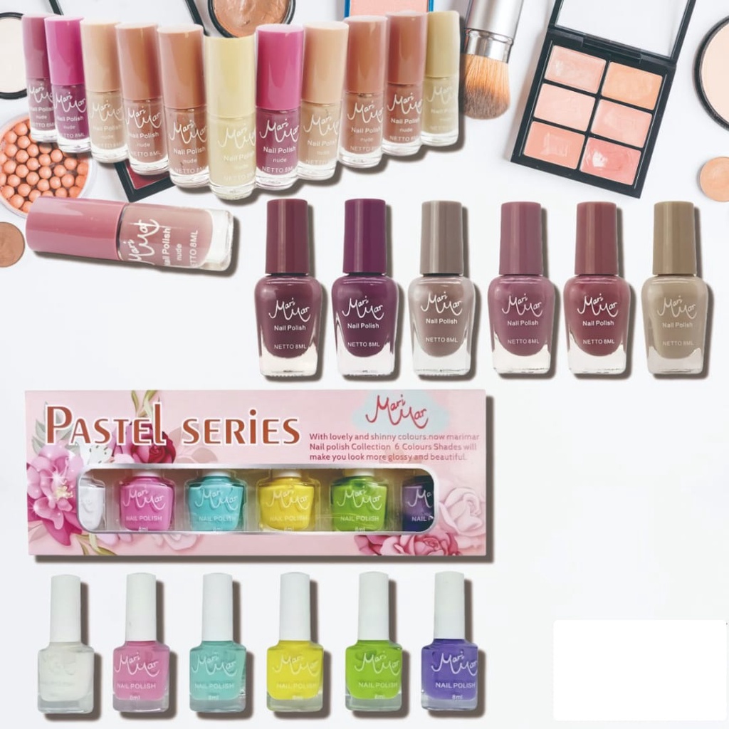 MARIMAR Nail Polish Pastel Series 8mL , 1 pack isi 6 warna - 8ML