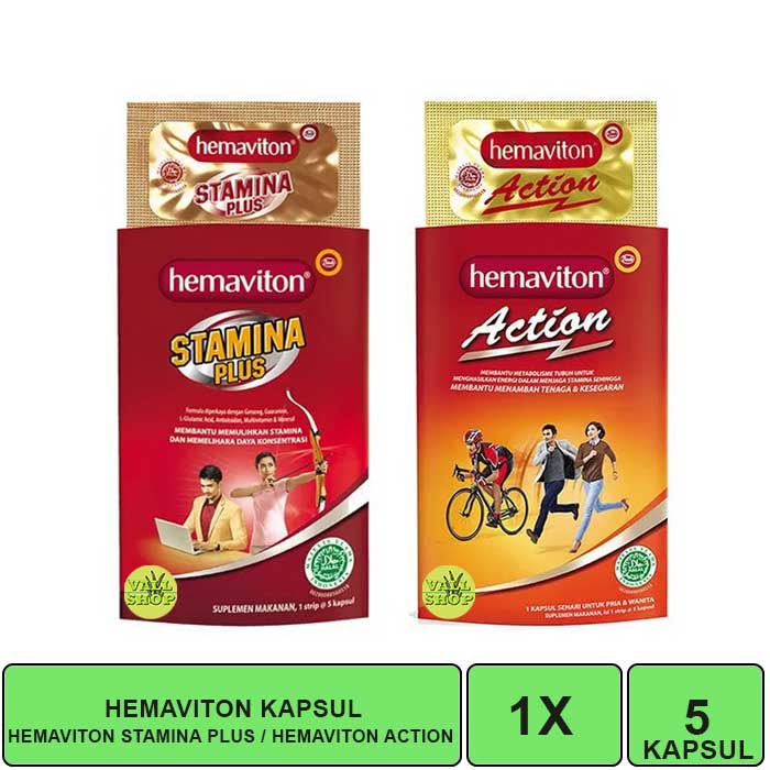 HEMAVITON ACTION &amp; HEMAVITON STAMINA PLUS MUTLIVITAMIN 1 STRIP ISI 5KAPSUL