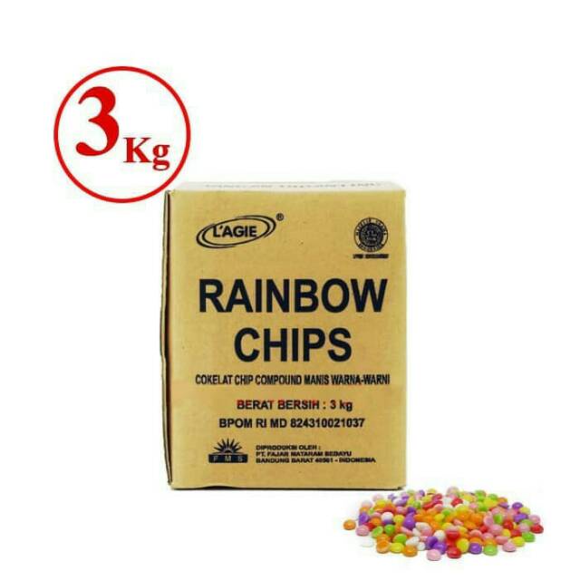 

CHOCO CHIP LAGIE RAINBOW 1 DUS 3 KG - CHOCO CHIP WARNA WARNI - CHOCO CHIP HIASAN MAKANAN KUE DLL