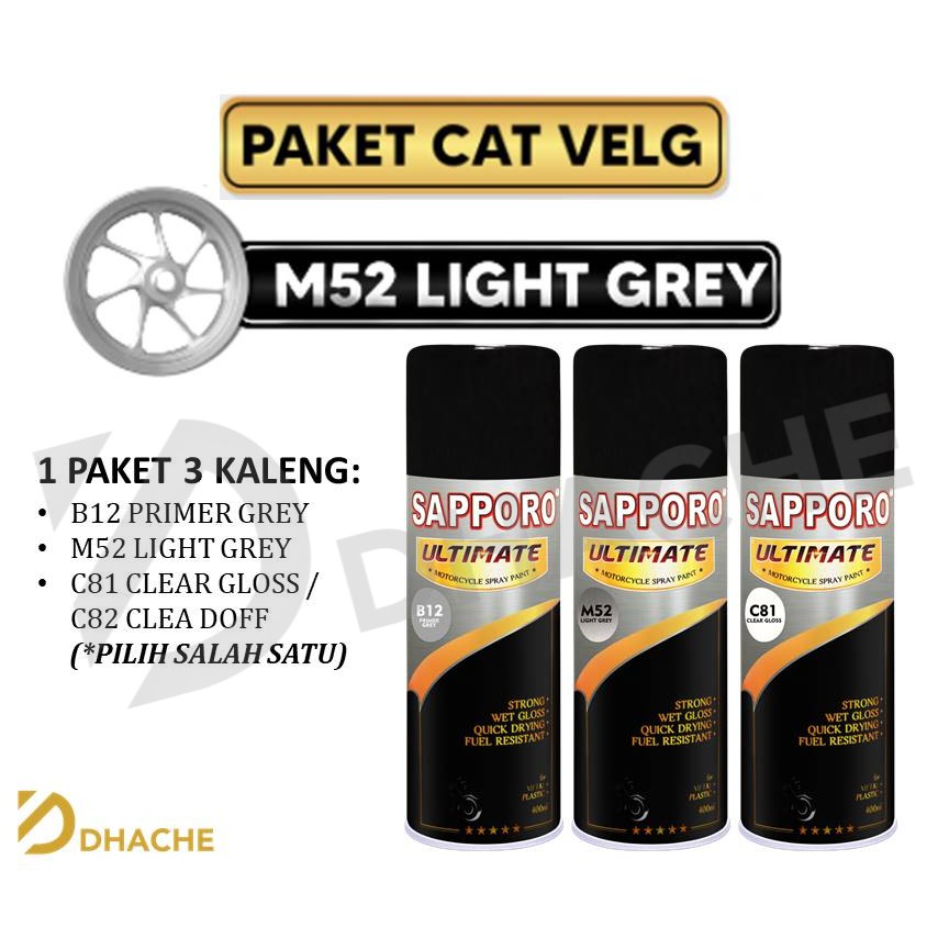 Paket Cat Velg M52 Light Grey Sapporo Ultimate / Sapporo Velg Light Grey / Sapporo Spray